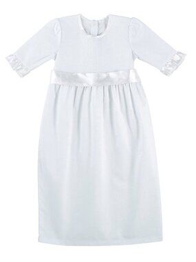 Stephan Baby : Baby Girl Solid White Cotton Baptismal Gown Size 0-3 Mos NEW